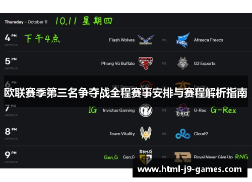 欧联赛季第三名争夺战全程赛事安排与赛程解析指南